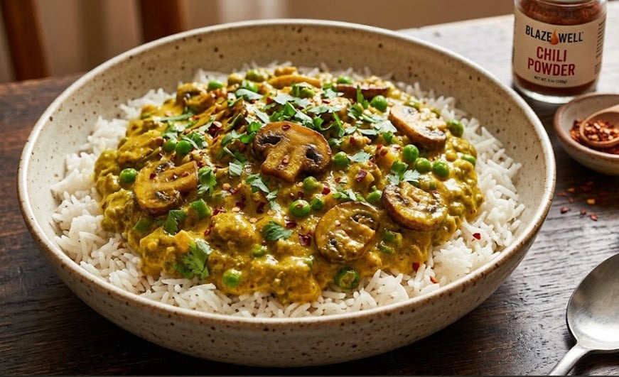 Creamy Golden Mushroom & Pea Curry