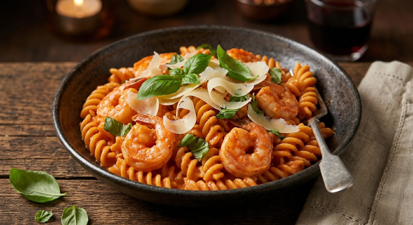 20-Minute Creamy Rose Shrimp Pasta
