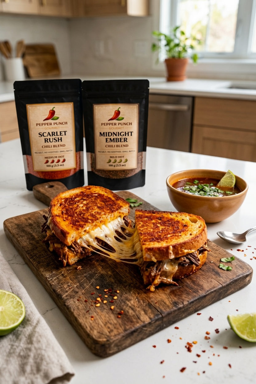 Midnight Ember Birria-Style Grilled Cheese