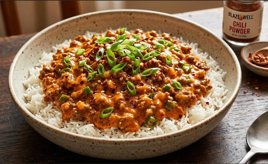 Spicy Keema Curry Mayo Beef Bowl