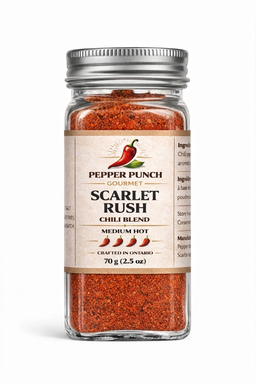 Scarlet Rush medium heat chili blend jar